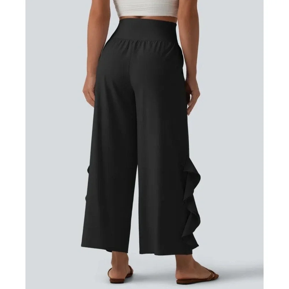 Halara Breezeful High Waisted RuffleWide Leg Quick Dry Pants Women's Small Black - Picture 2 of 16